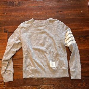 Thom Browne Gray Striped Sleeve Men's Sweater